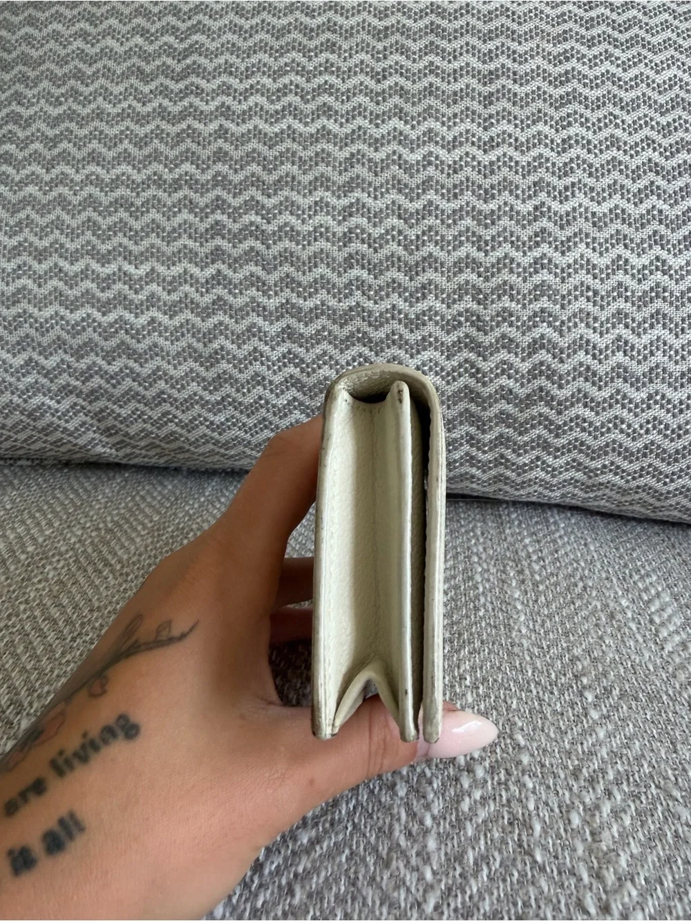 Saint Laurent Paris Off White Grain Leather Compact Snap Wallet